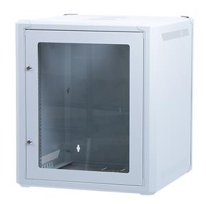 Masterlan one piece rack data cabinet 19" 12U/400mm, disassembled - FLAT PACK, glass door