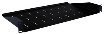 Masterlan fixed perforated shelf. 1U, 19", 250mm, load capacity 25kg, black
